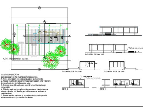 Explorando los detallados planos de la Casa Farnsworth
